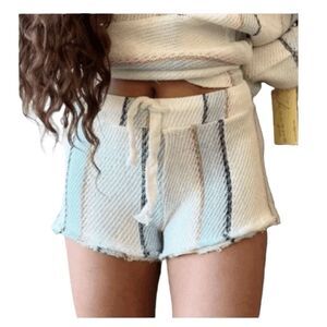 Vintage Havana Sea Salt Baja Short Cream Blue Pink Stripe Knit Pull-On S